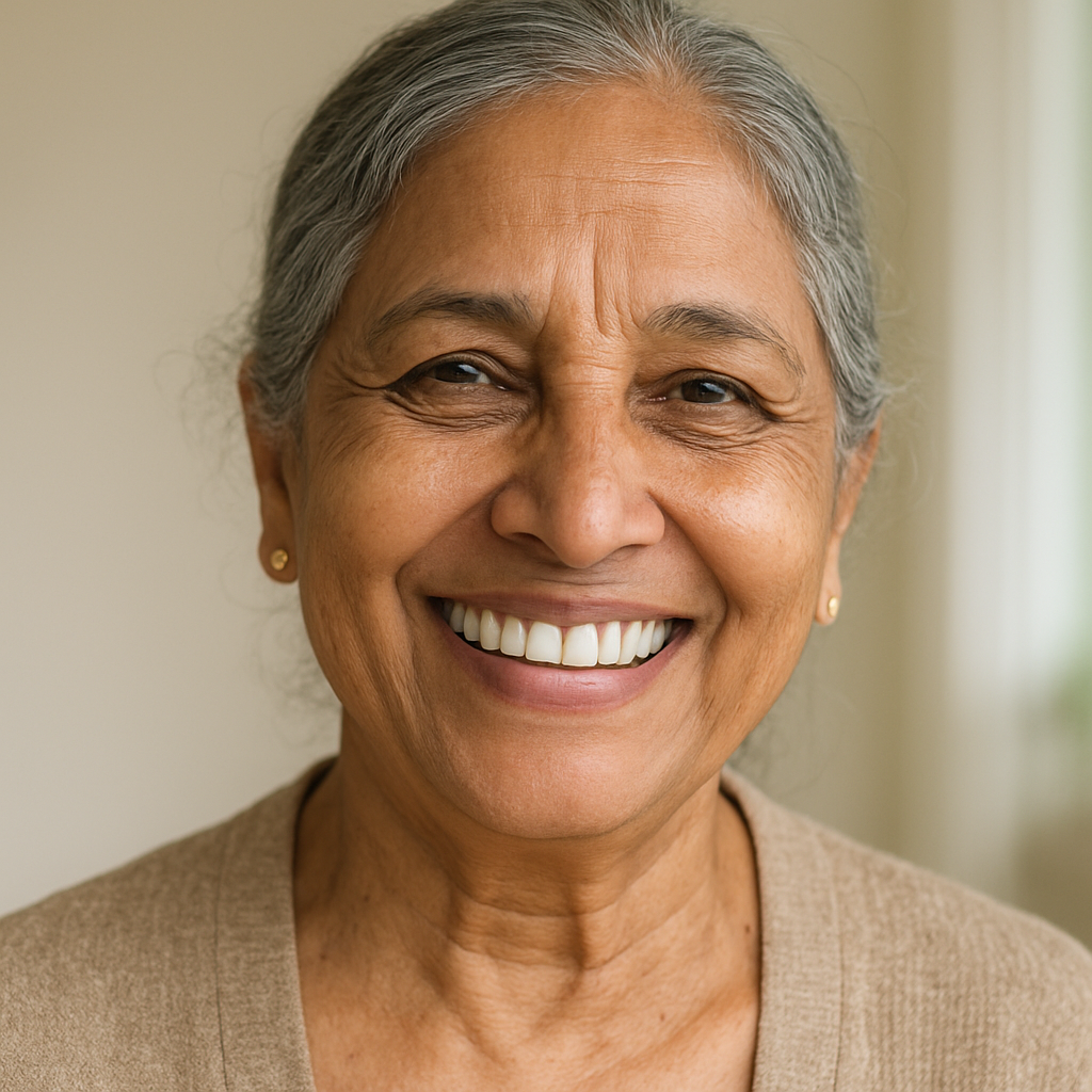 Elder woman smiling gratefully