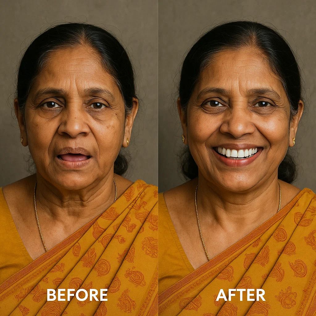 Woman smiling with family